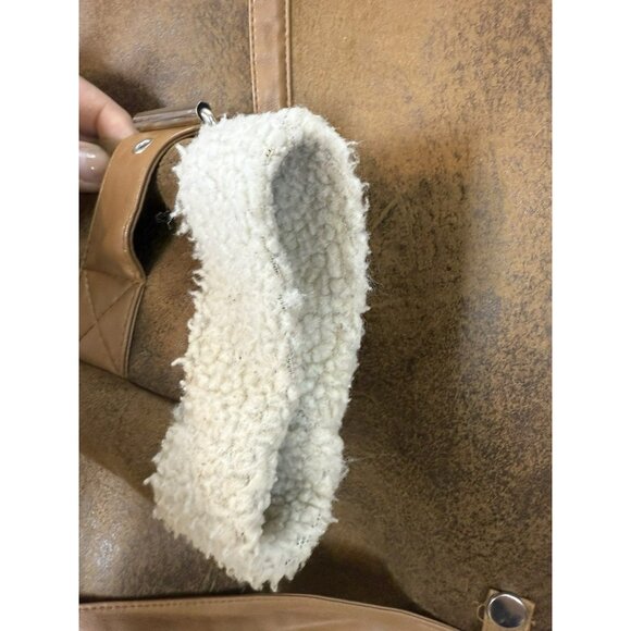 AVEC LES FILLES Coat Worn On TV Eden McCoy Camel Faux Shearling Jacket Moto XS - Picture 12 of 16